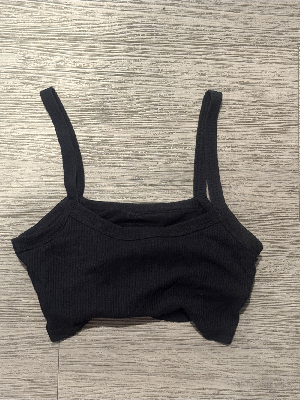 ALO Yoga Black Ribbed Crop Camisole